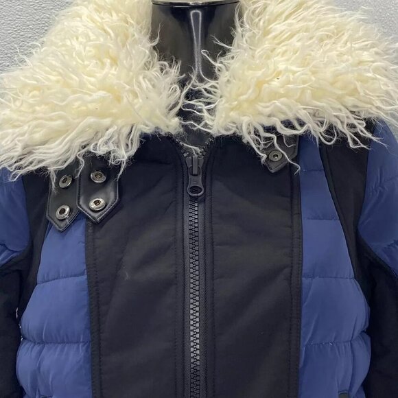 NEW BLANC NOIR Womens Jacket Ink Blue Size S Moto Aviator Puffer Full Zip Down - Picture 10 of 11